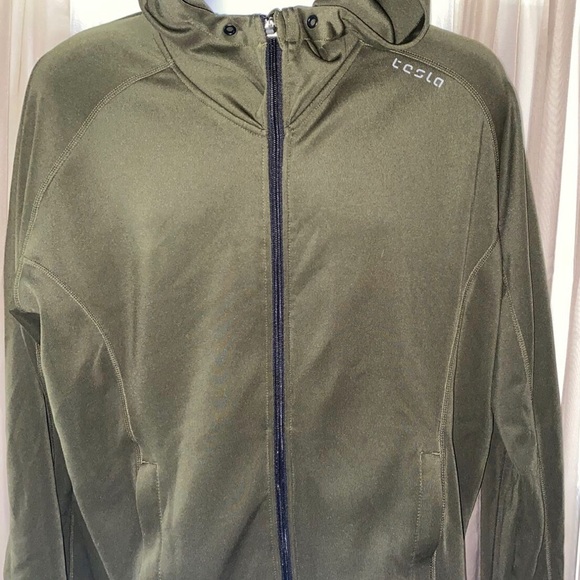 TESLA Full Zip Official Jacket Men’s XL Army Green Polyester Spandex Blend - Picture 3 of 8
